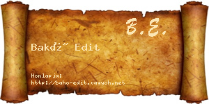 Bakó Edit névjegykártya